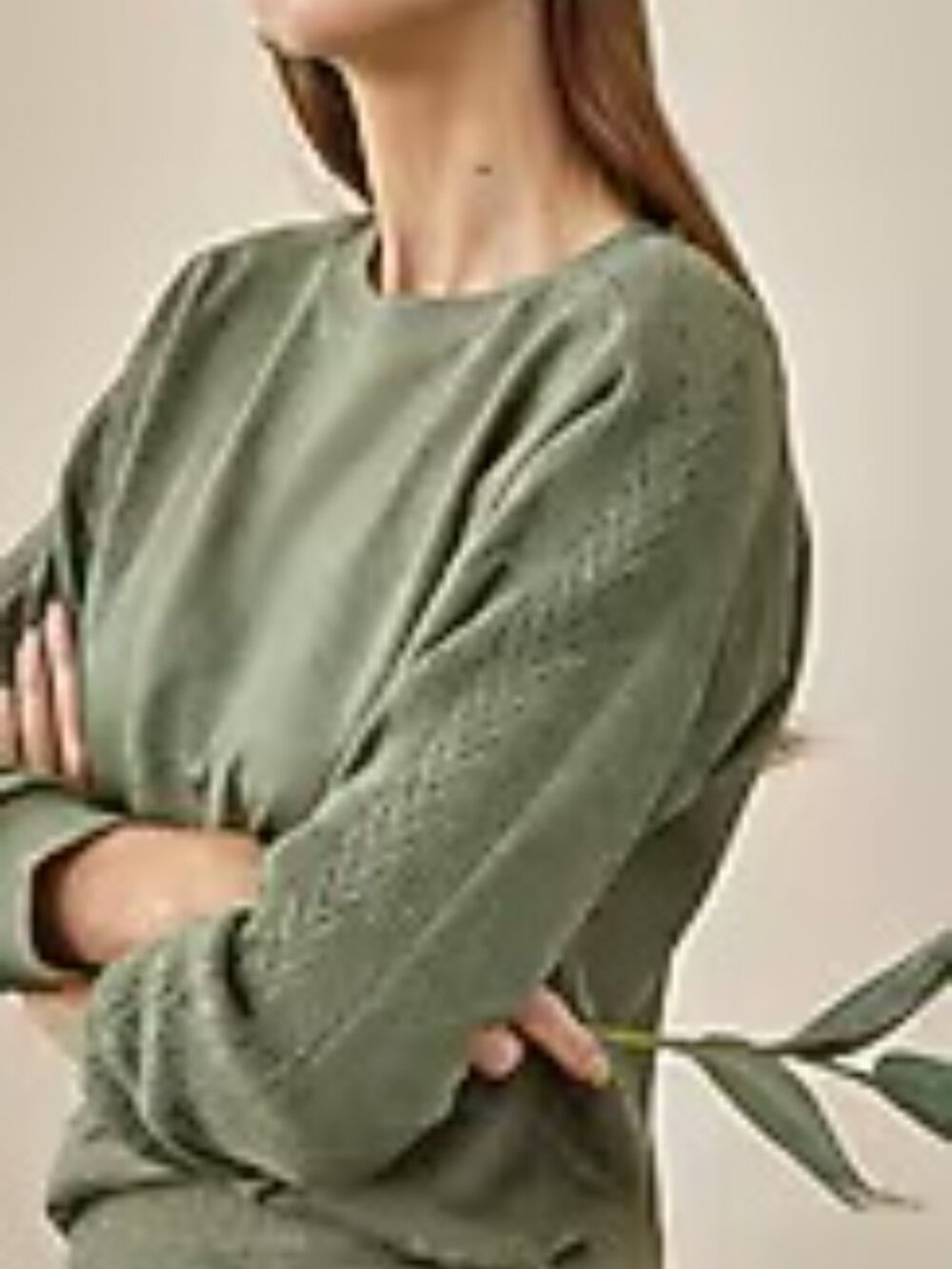 Sweater-Trimmed Sweatshirt